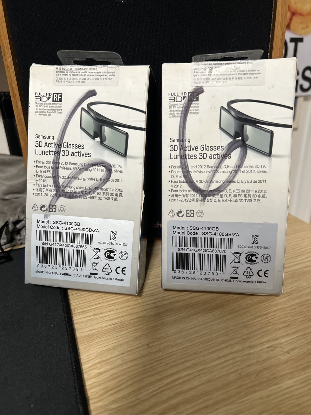 Two Samsung  Active 3D Glasses SSG-4100GB For Smart TV Factory NIB 2