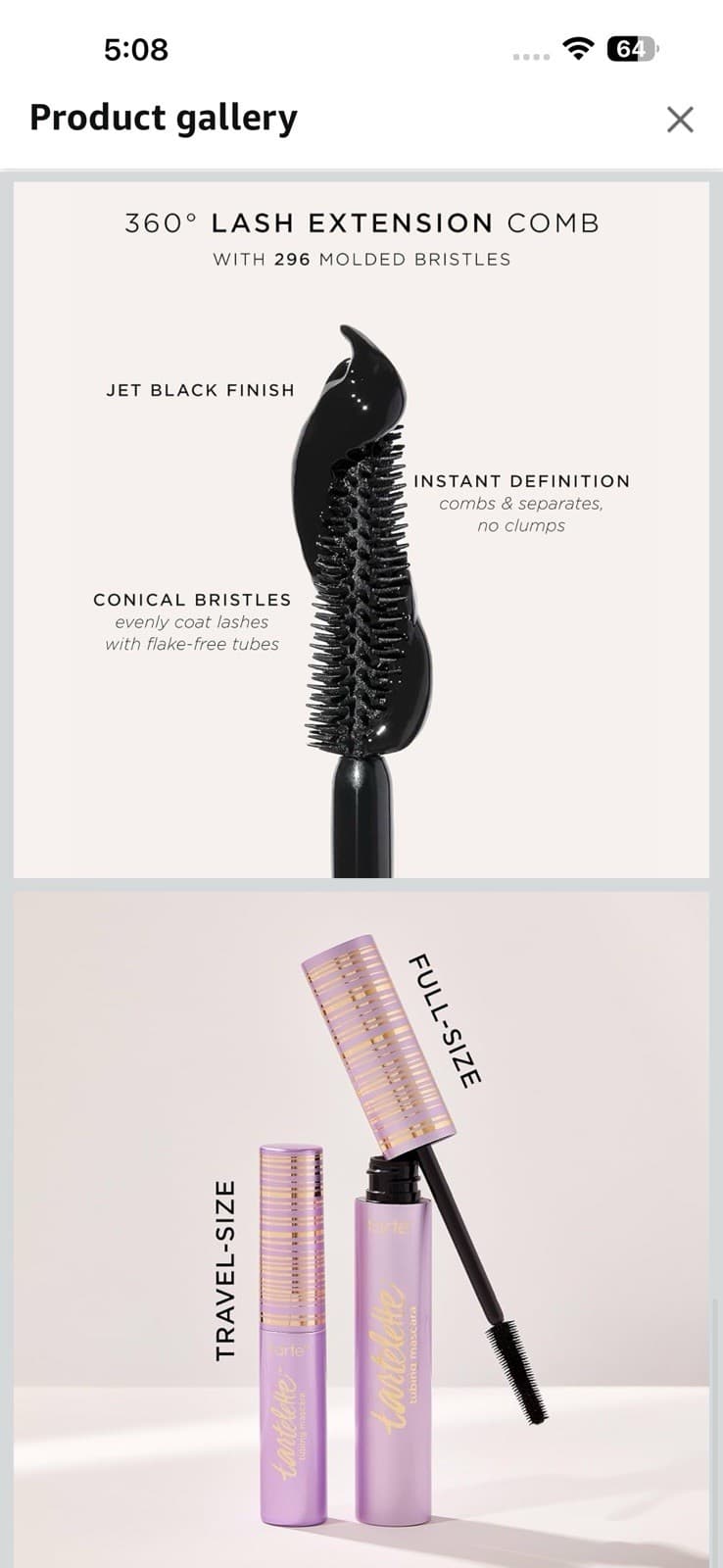 Tarte Tartelette Lash Extension Tubing Mascara BLACK 8ml- 0.27 OZ NEW in Box 5