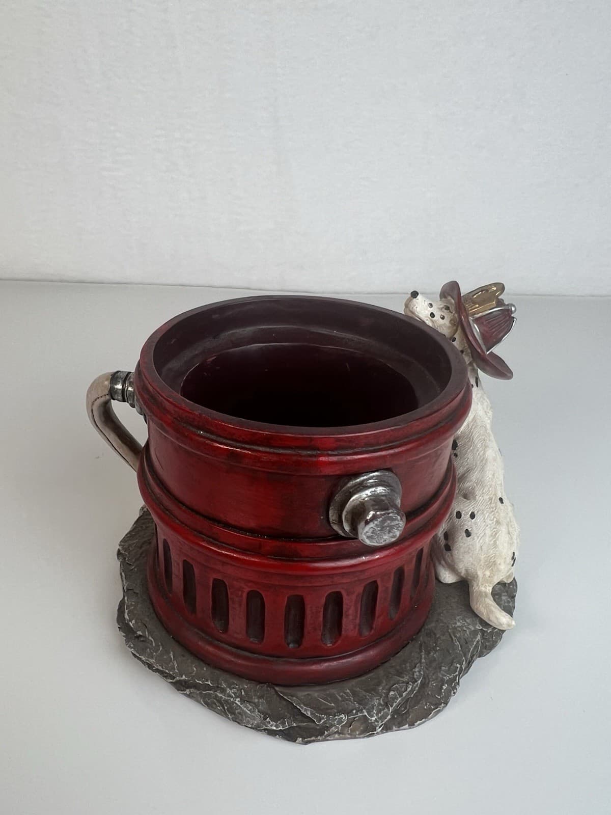 Fireman Firefighter Dalmation Firehydrant Décor Large Candle Holder 4" Resin 6
