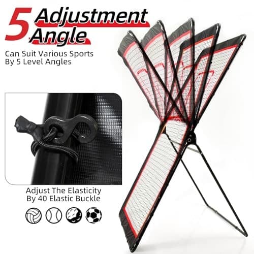 Lacrosse Rebounder,4x7/5x7ft Red/Green Volleyball Rebounder Net with 5 Adjust  6