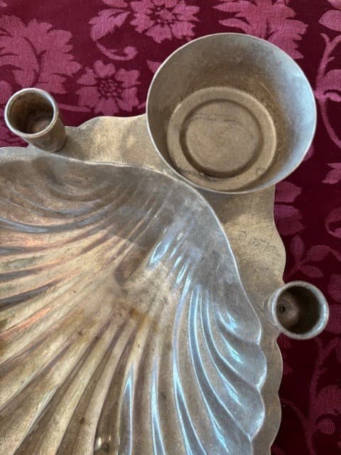 Vintage FB Rogers Silver Co. Chip & Dip Seashell Serving Bowl Candle Holder 2