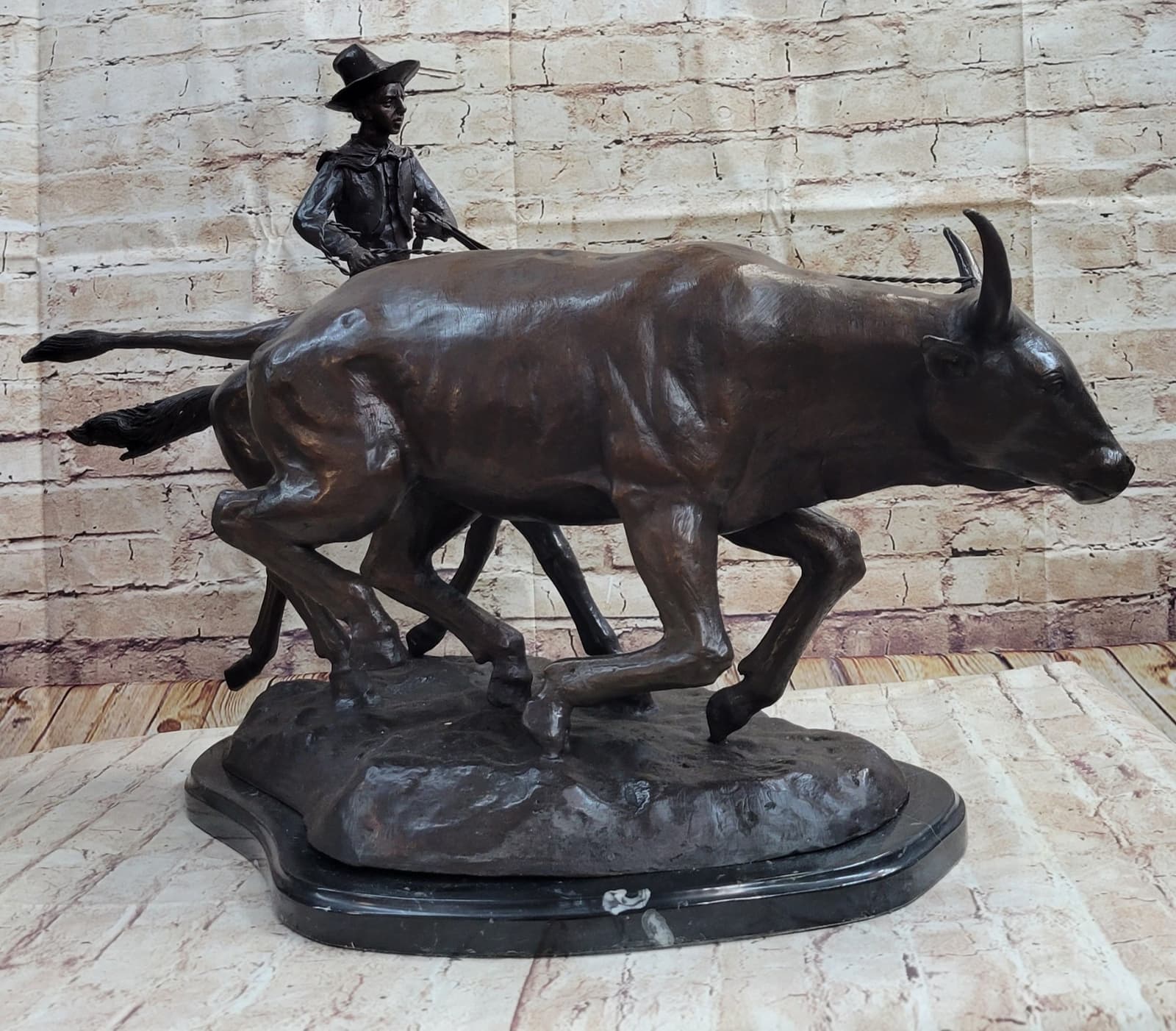 BOLTER Frederic Remington Western Bronze Statue Sculpture Cattle Drive 18" x 17" 5