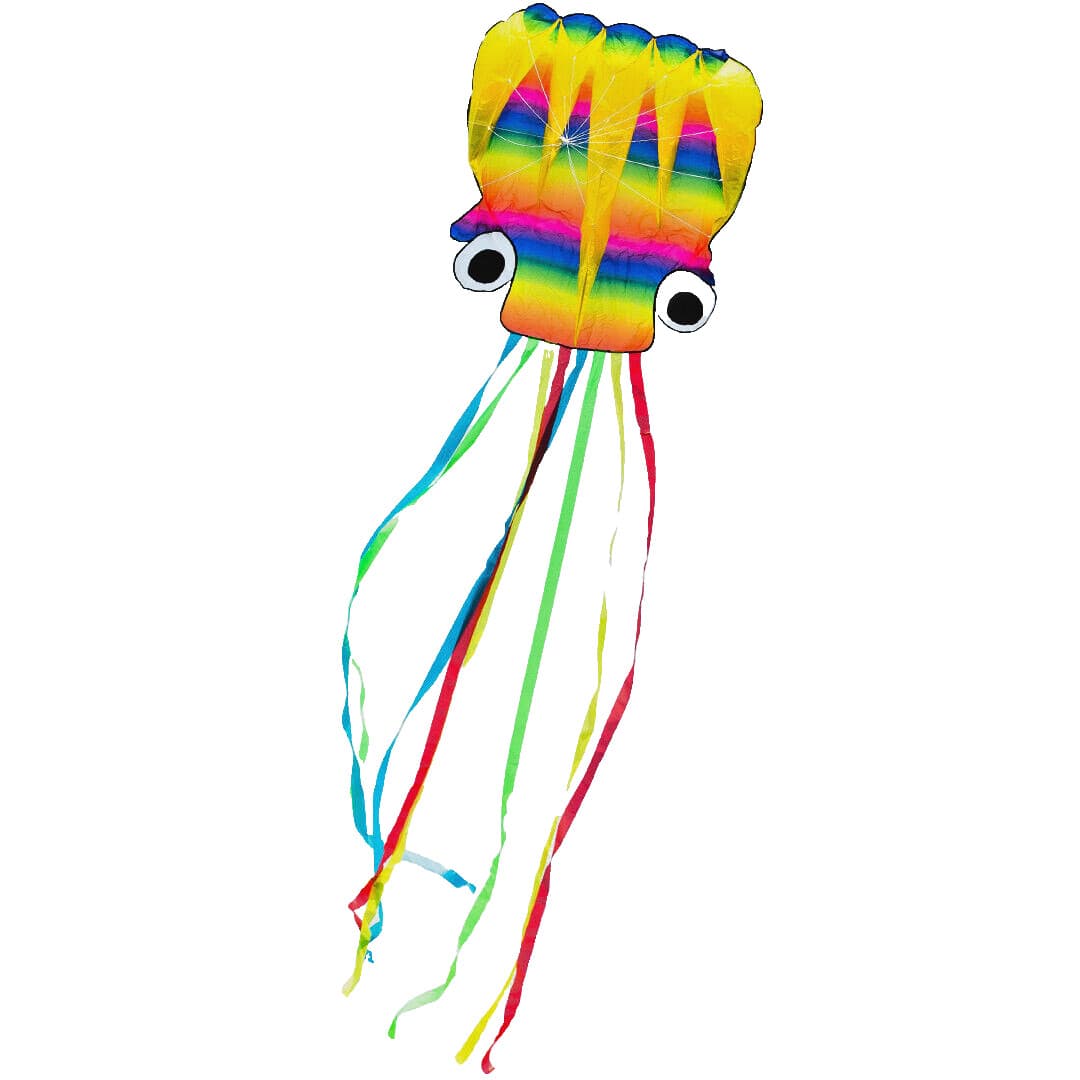 HQ Octopus Kite Rainbow LARGER Size 189" x  87" + Reel + Line + Clip + Carry Bag 5