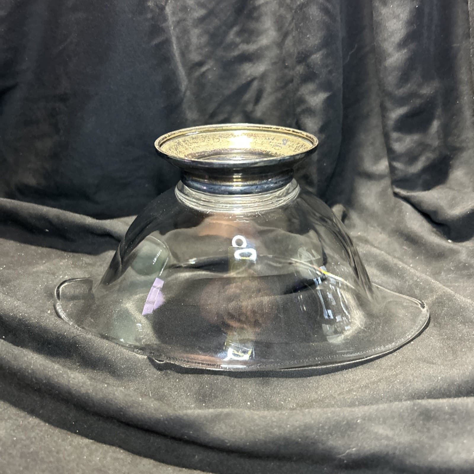 Vintage WEB STERLING SILVER & GLASS Gravy Boat Nut Candy Dish Bowl 6