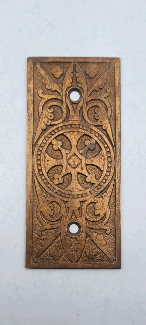 Antique/Vintage Door Push Plate Eastlake Brass Bronze Old Push Plate Hardware 