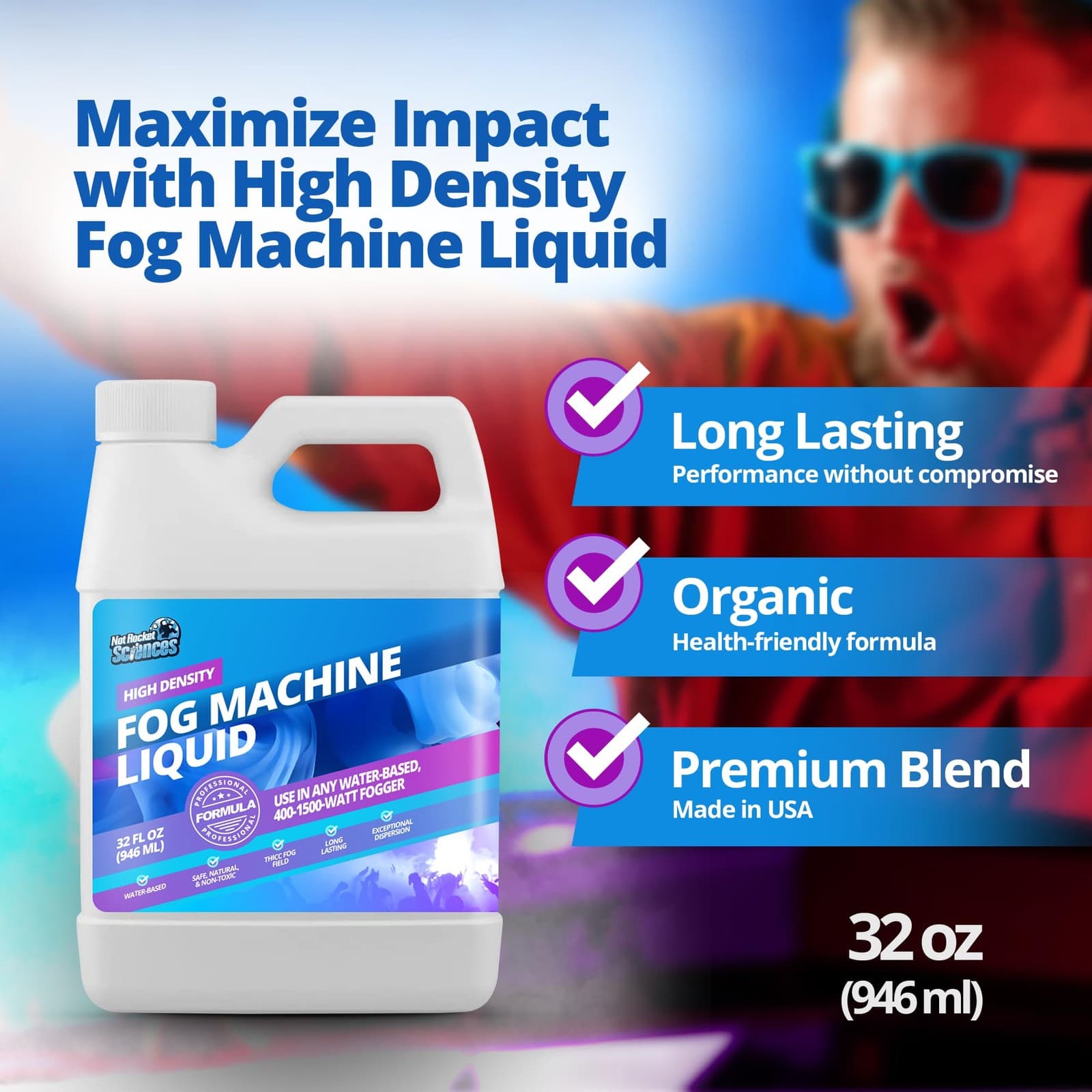 32oz Fog Machine Liquid Smoke - Pro-Grade Smoke Machine, High Density Fog Jui... 2