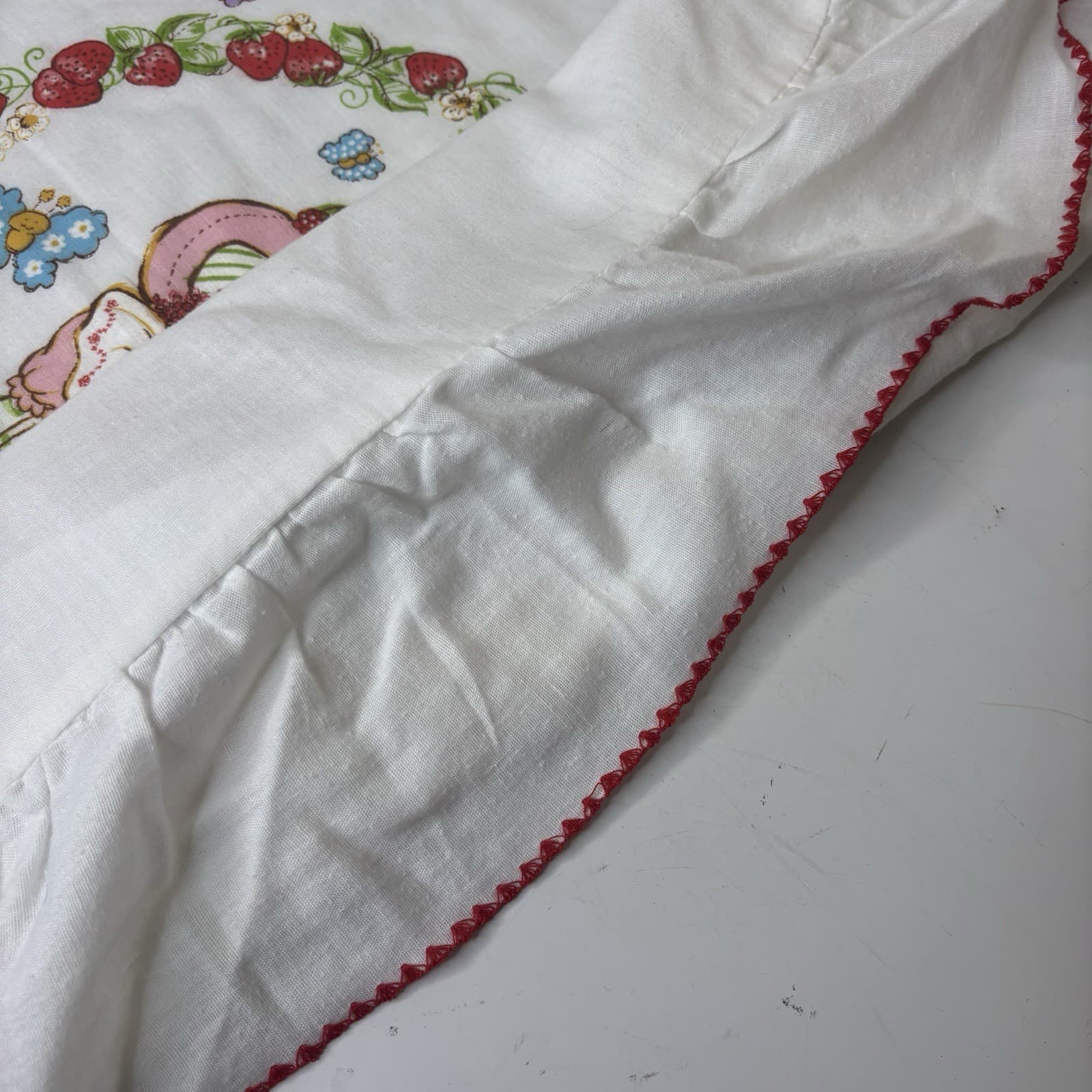 VTG American Greetings Strawberry Shortcake Ruffle Pillow Sham Set 2 White 1980 4