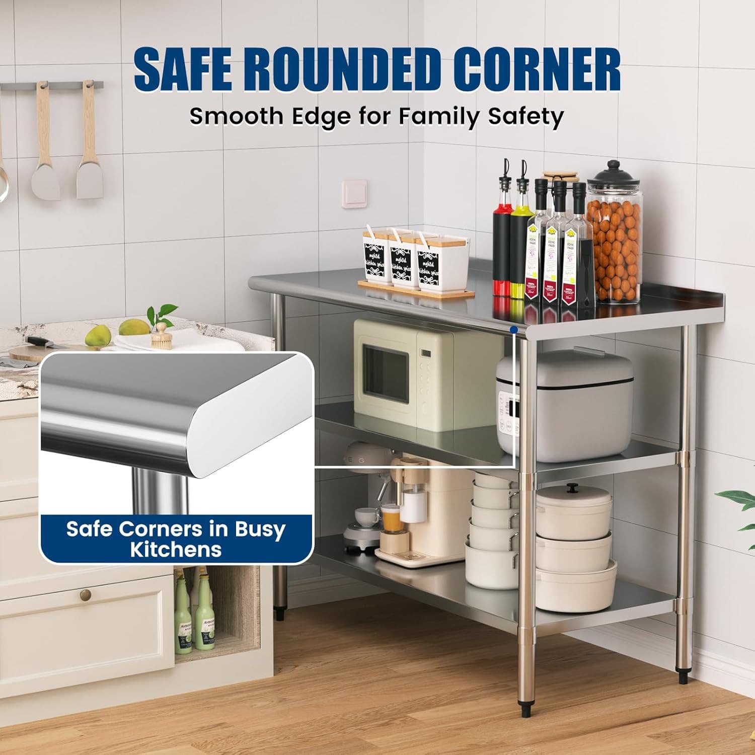 Stainless Steel Table w/ 2 shelf 24''x60'' Metal Work Table Commercial Kitchen 6