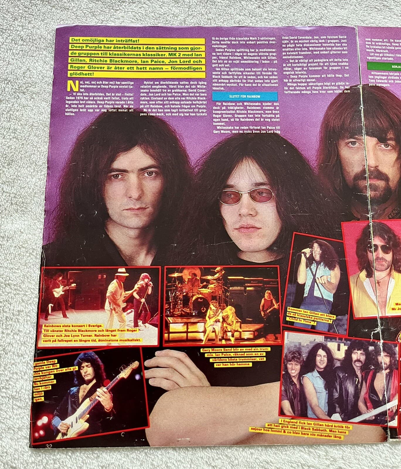 Deep Purple 1984 Blackmore Gillan Story Clip Poster Swedish magazine Okej 1980s 3