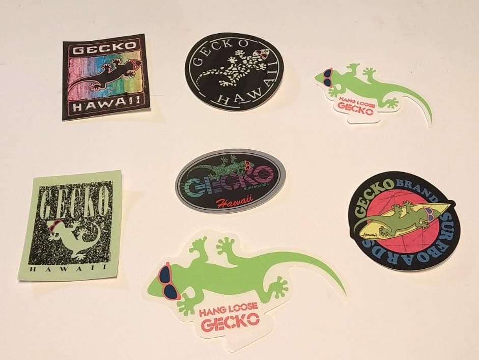 7 GECKO SURFBOARD DECAL STICKERS HAWAII HANG LOOSE SURFING SURF BOARD SHIPS FREE