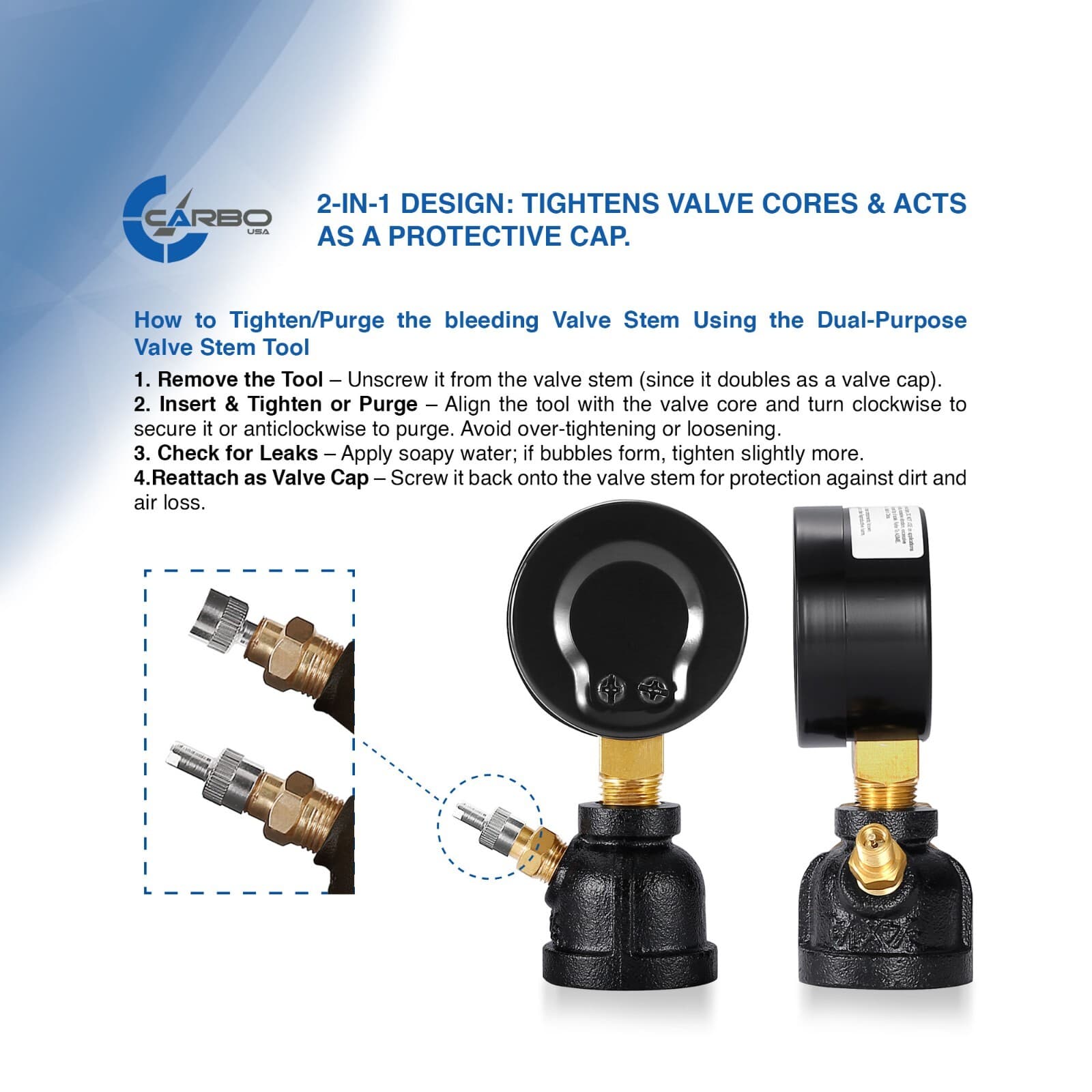 Gas Test Pressure Gauge 30 Pound, 30 PSI/200 kPa 3/4” FNPT Steel Bell Shape Body 4