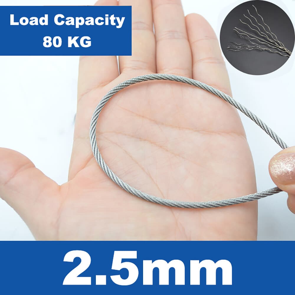 304 Stainless Steel 7x7 Wire Rope Cable Rigging 0.3/0.5/1.2/1.5/1.8/2/2.5/3/4mm