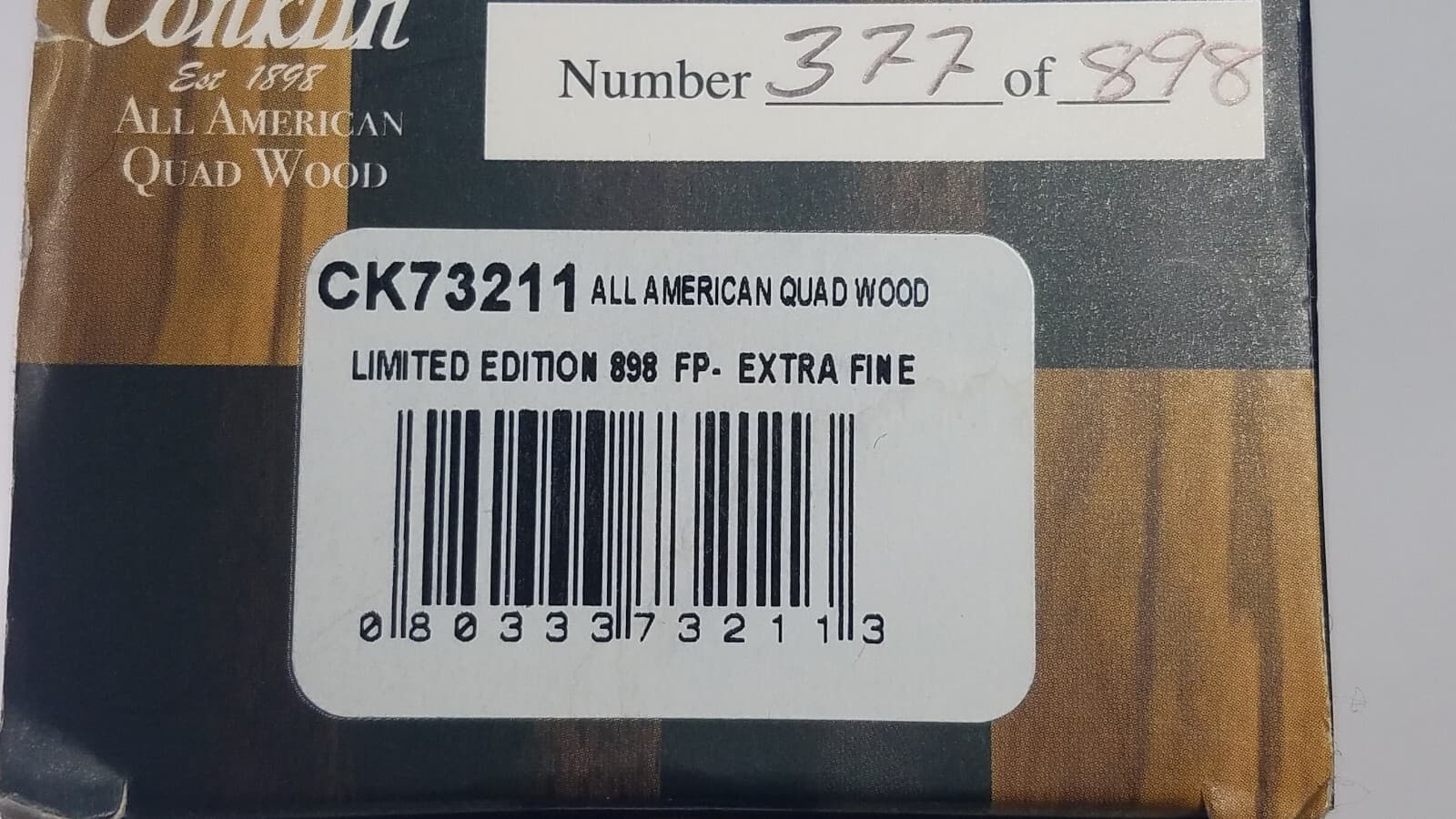 Conklin All American Limited Ed. Quad Wood Fountain Pen, Xtra Fine Point 377/898 6