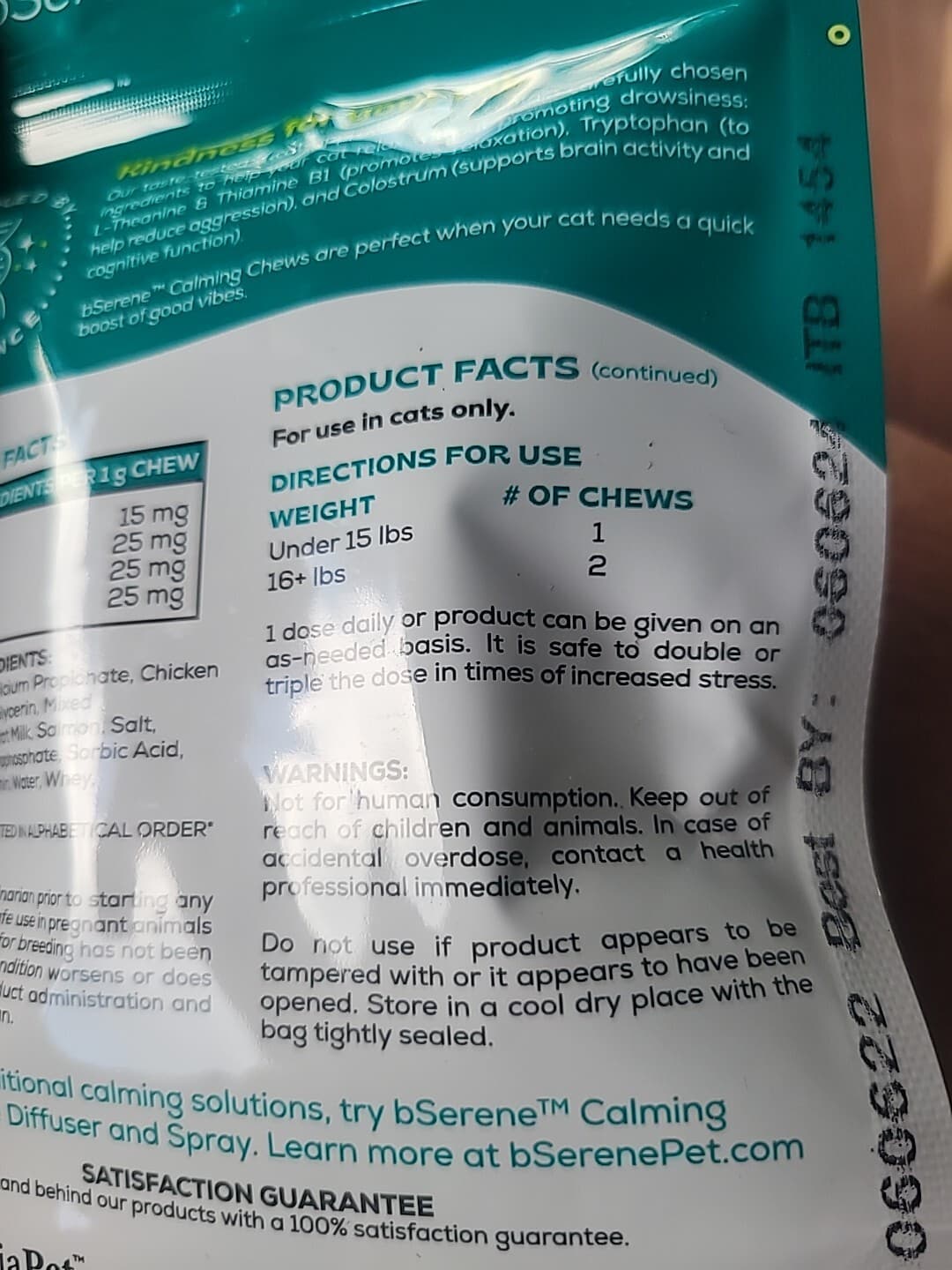 ScientiaPet bSerene Calming Cat Chews Salmon 120  Ct 6/24 2pk Free Shipping 4