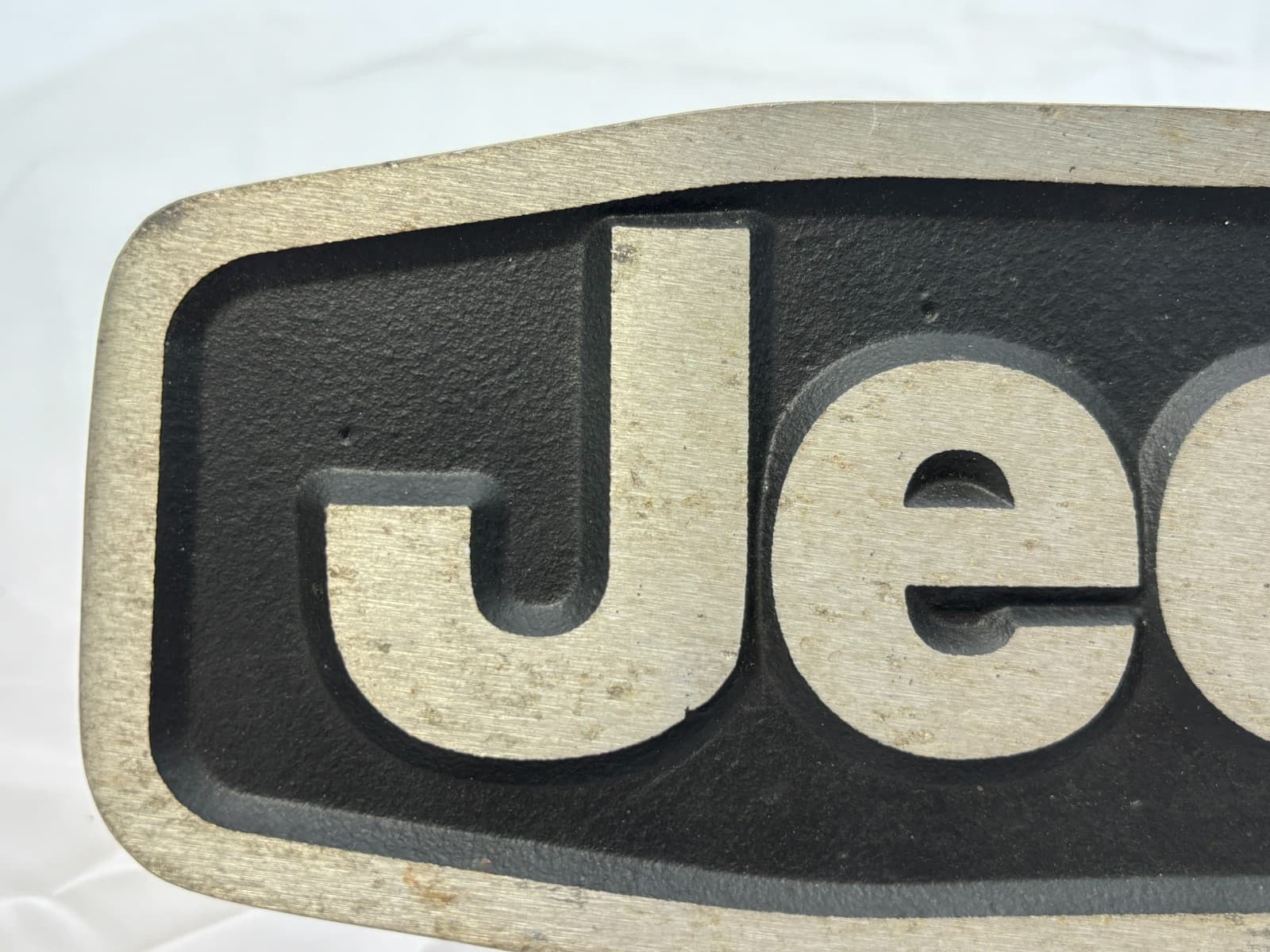 Vintage Jeep 2" Hitch/Tow Cover Metal Black w/Silver Raised "JEEP" in Silver 3