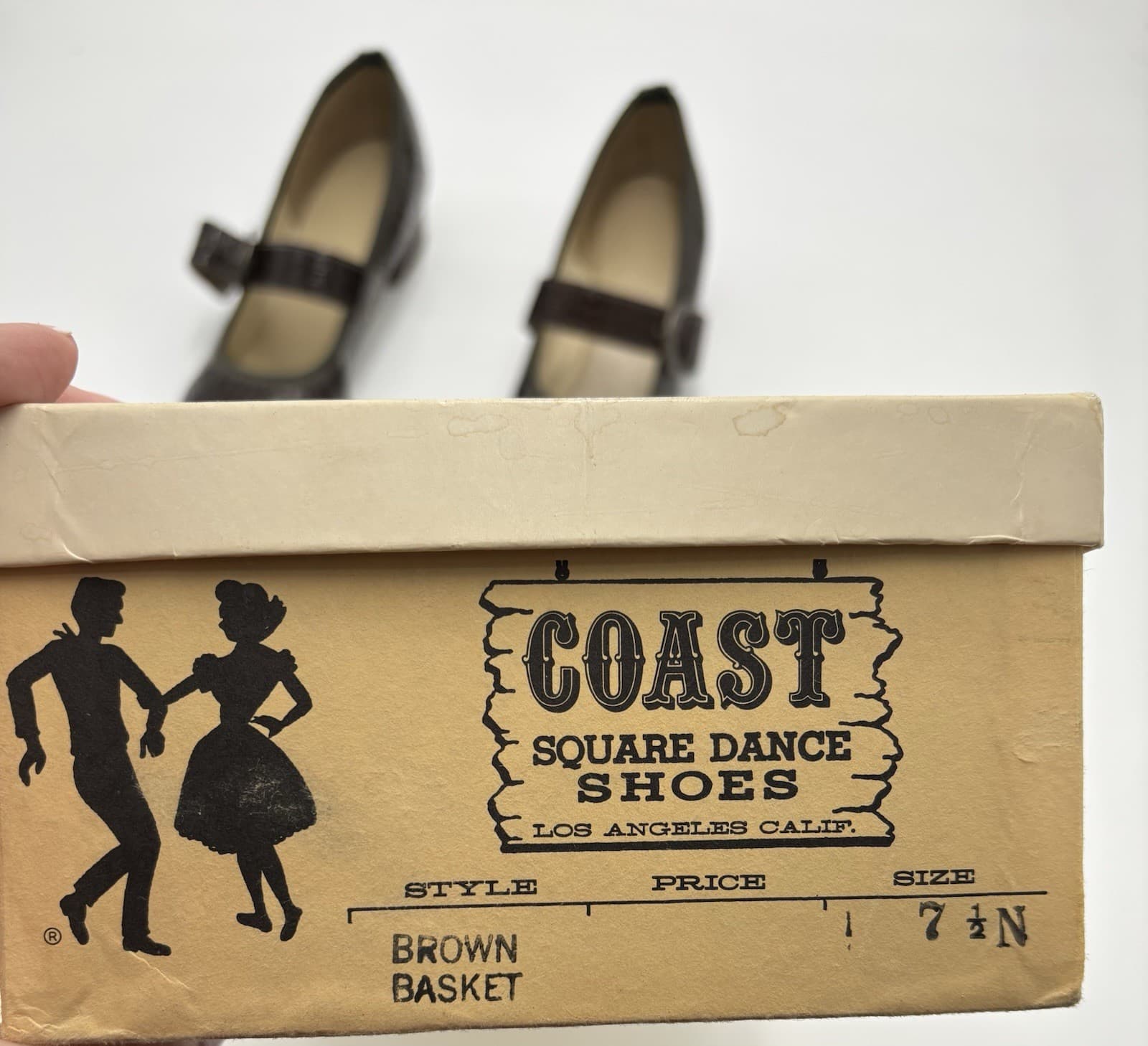 Coast Square Dance Shoes Womens Size 7.5N Brown Basket Vtg 80s orig Box/receipt 6
