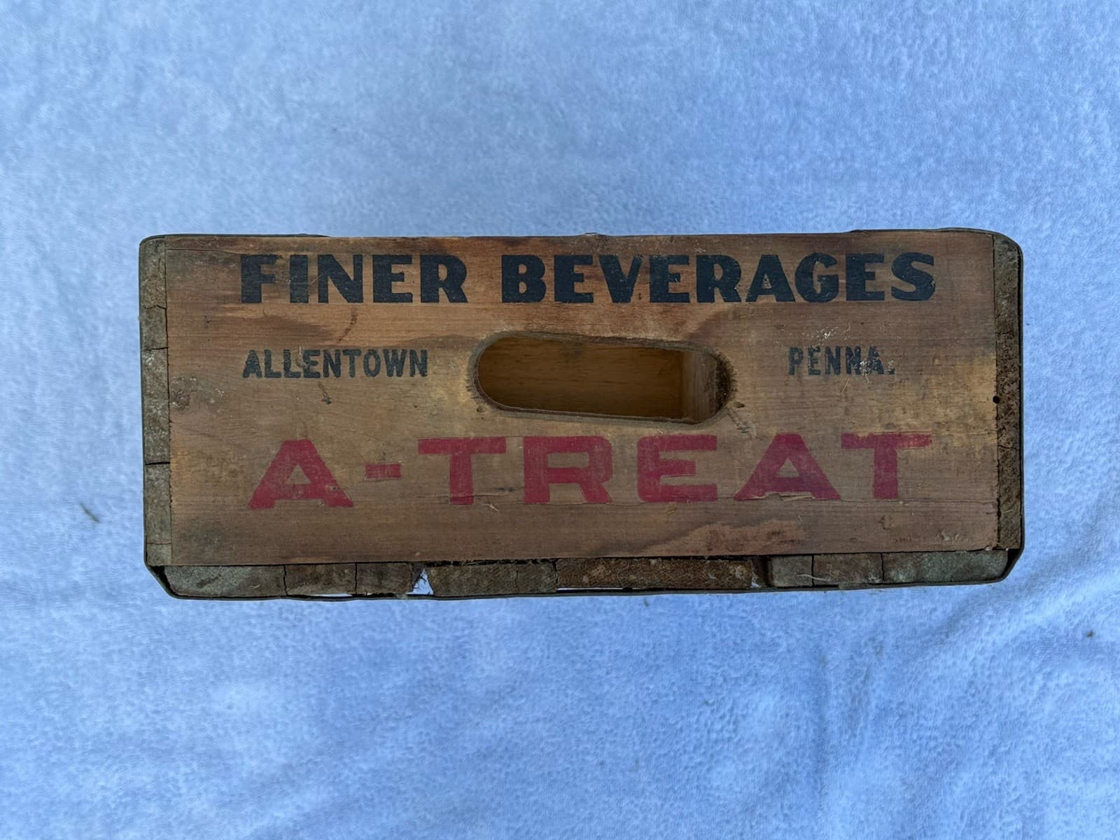 Vintage A -Treat Wooden Bottle Crate Case Allentown PA Soda Pop 3