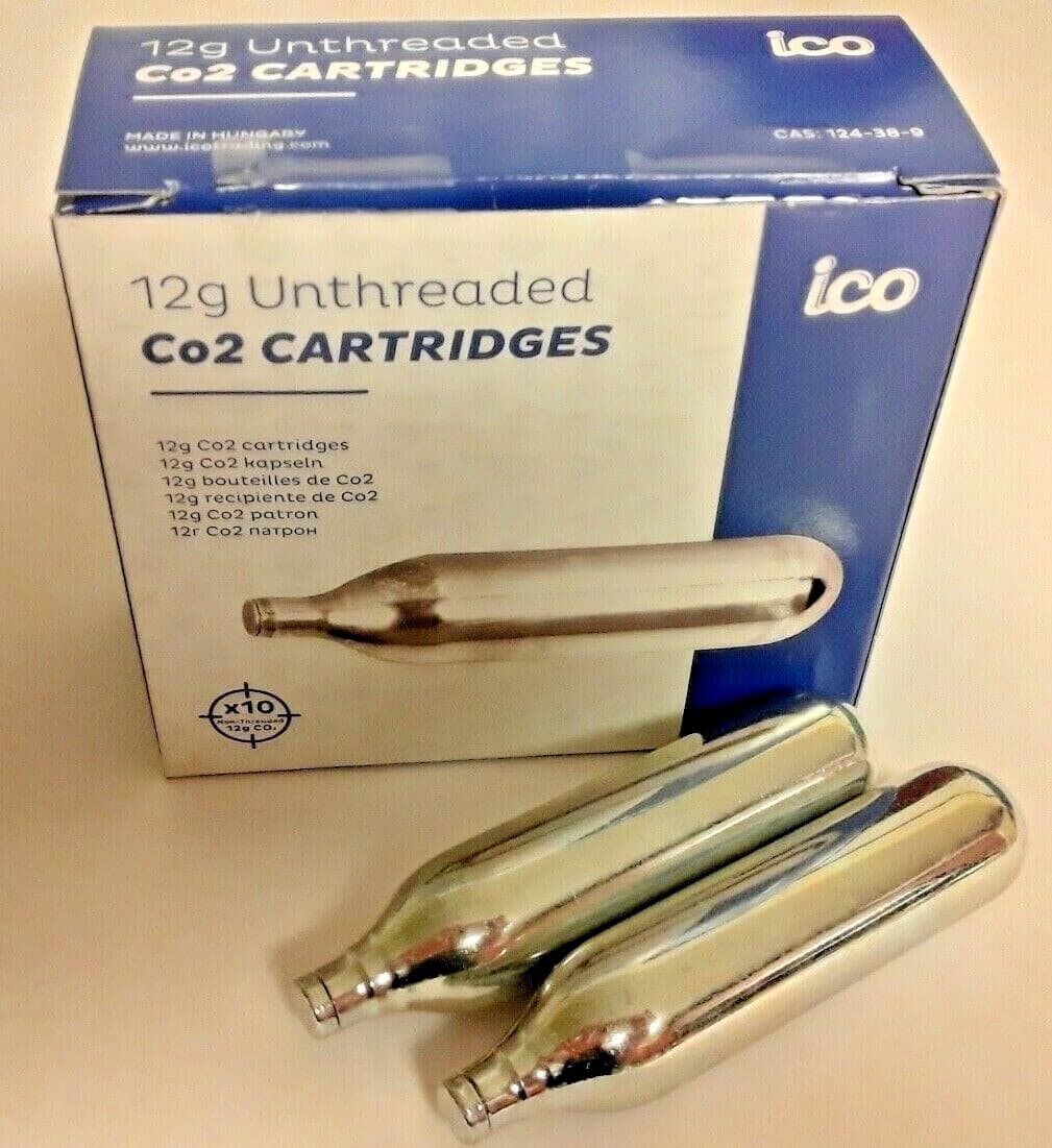 10 CO2 cartg 12g NON-THREADED 12 gram EU C02 tire paintball air-soft 1 box of 10