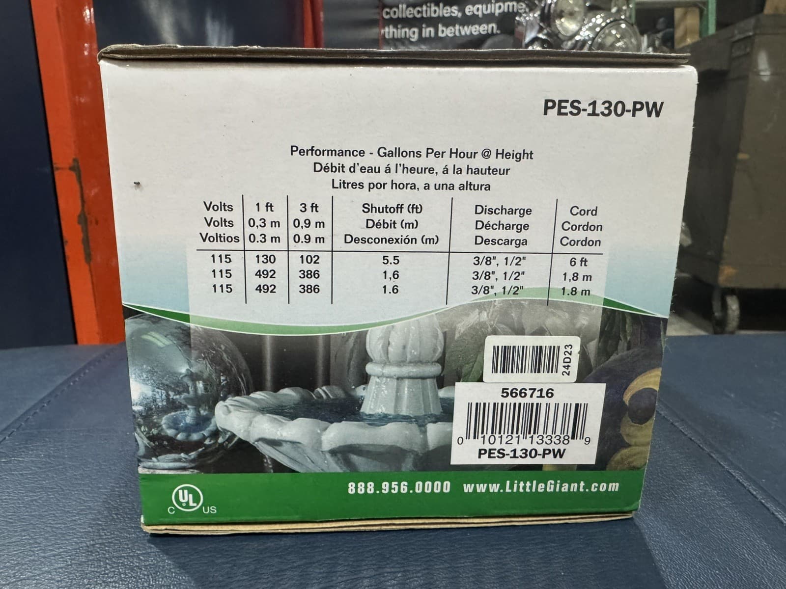 Little Giant PES-130-PW 115-Volt, 130 GPH Magnetic Drive Fountain/Pond Pump NEW! 2