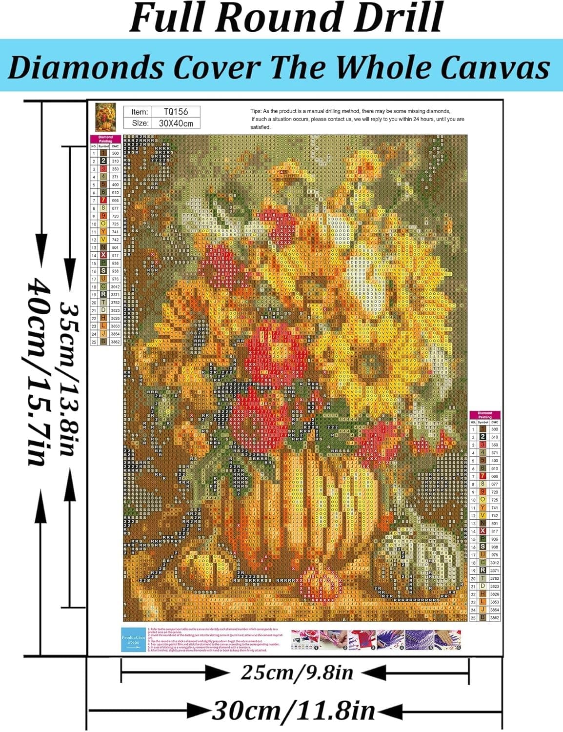 Autumn Pumpkin Sunflower Diamond Art Kits for Adults, 5D Diamond Painting Kits f 5