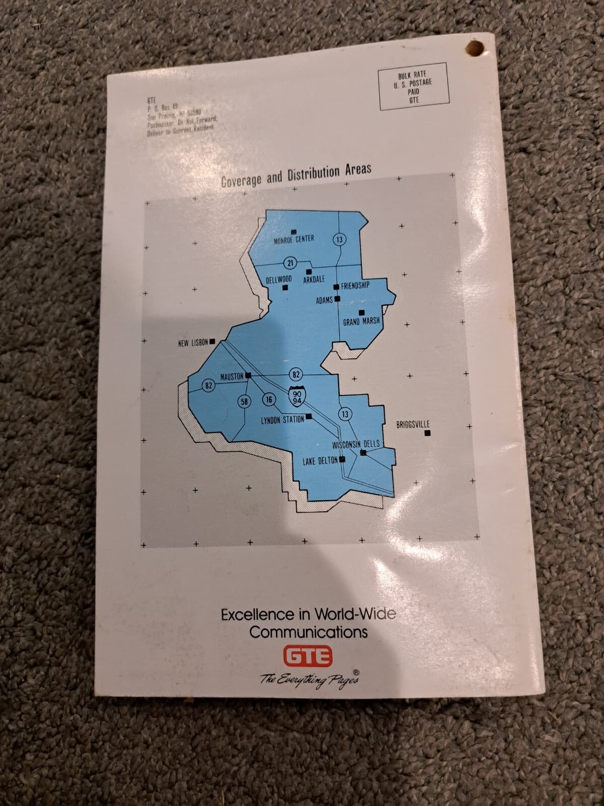 GTE October 1988 Wisconsin Dells Wisconsin Directory Adams Mauston Lake Delton 3