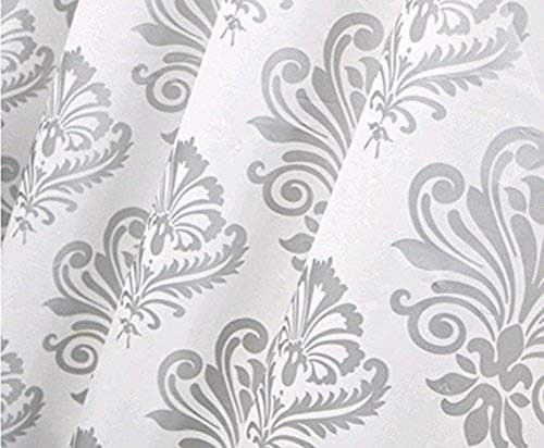  Shower Curtain Silver Grey Pattern Shower Curtain Set Durable with Hooks,72  4
