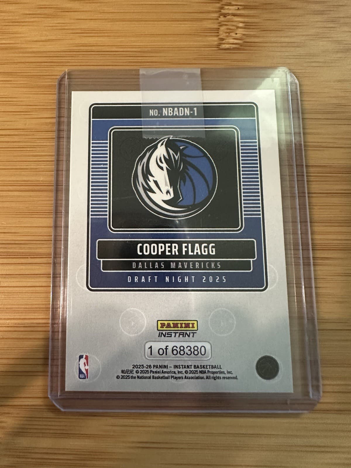 2025-26 Panini Instant NBA Draft Night Cooper Flagg #1 RC Rookie Card /68380 2