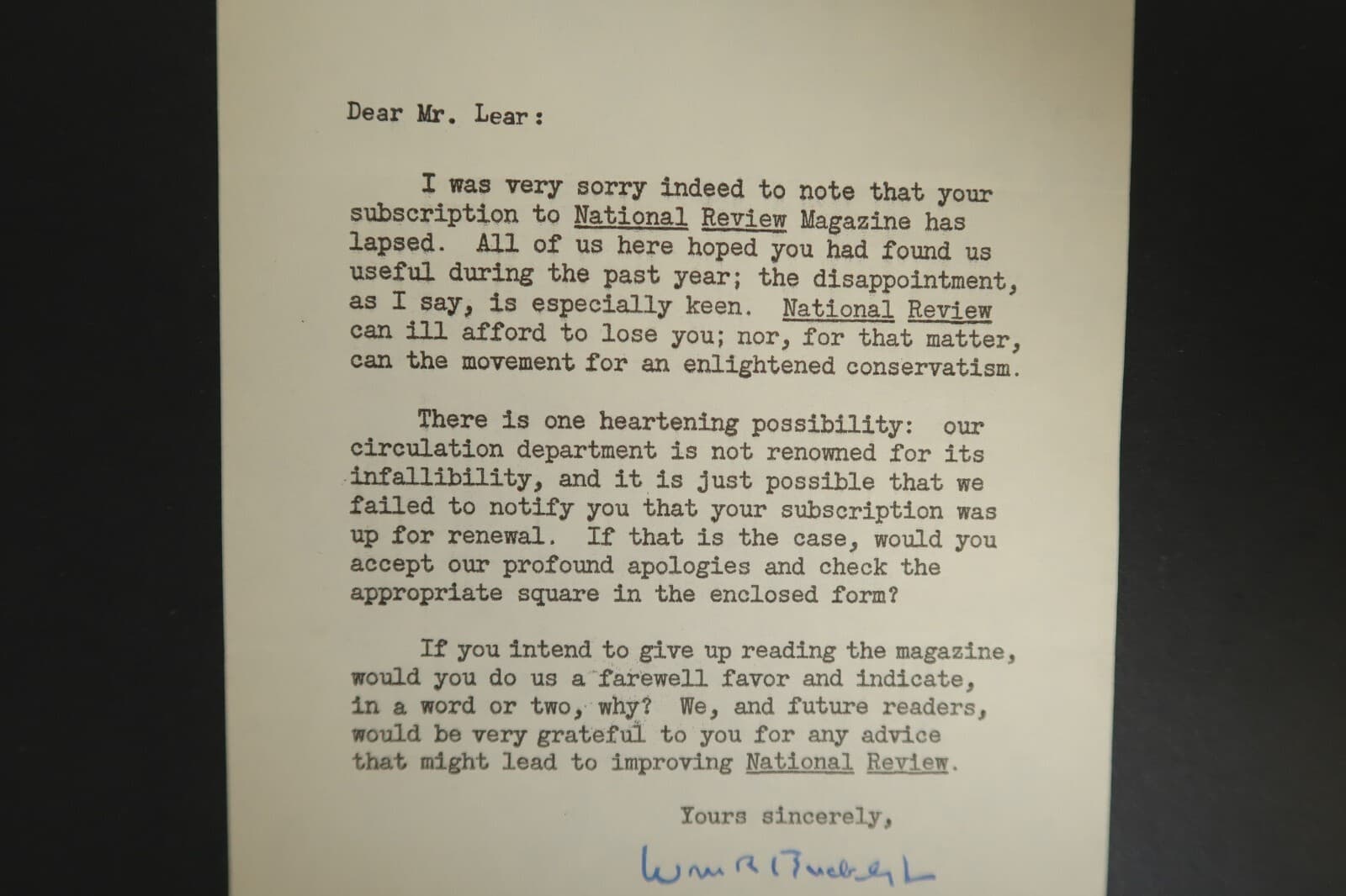 *Autographed* WM. F. Buckley Jr. Signer Personalized Letter 1965 Political 3