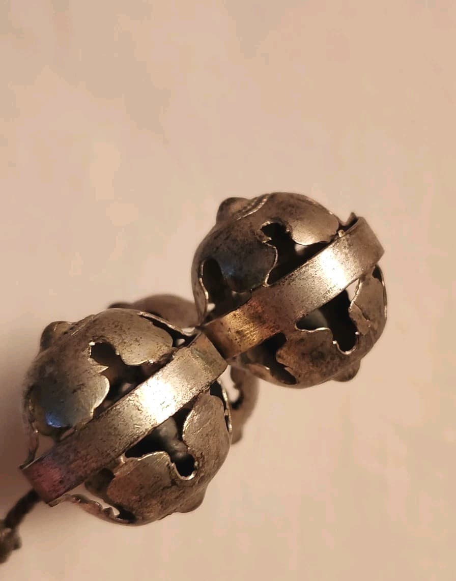 ANTIQUE METAL BABY RATTLE WHISTLE 6