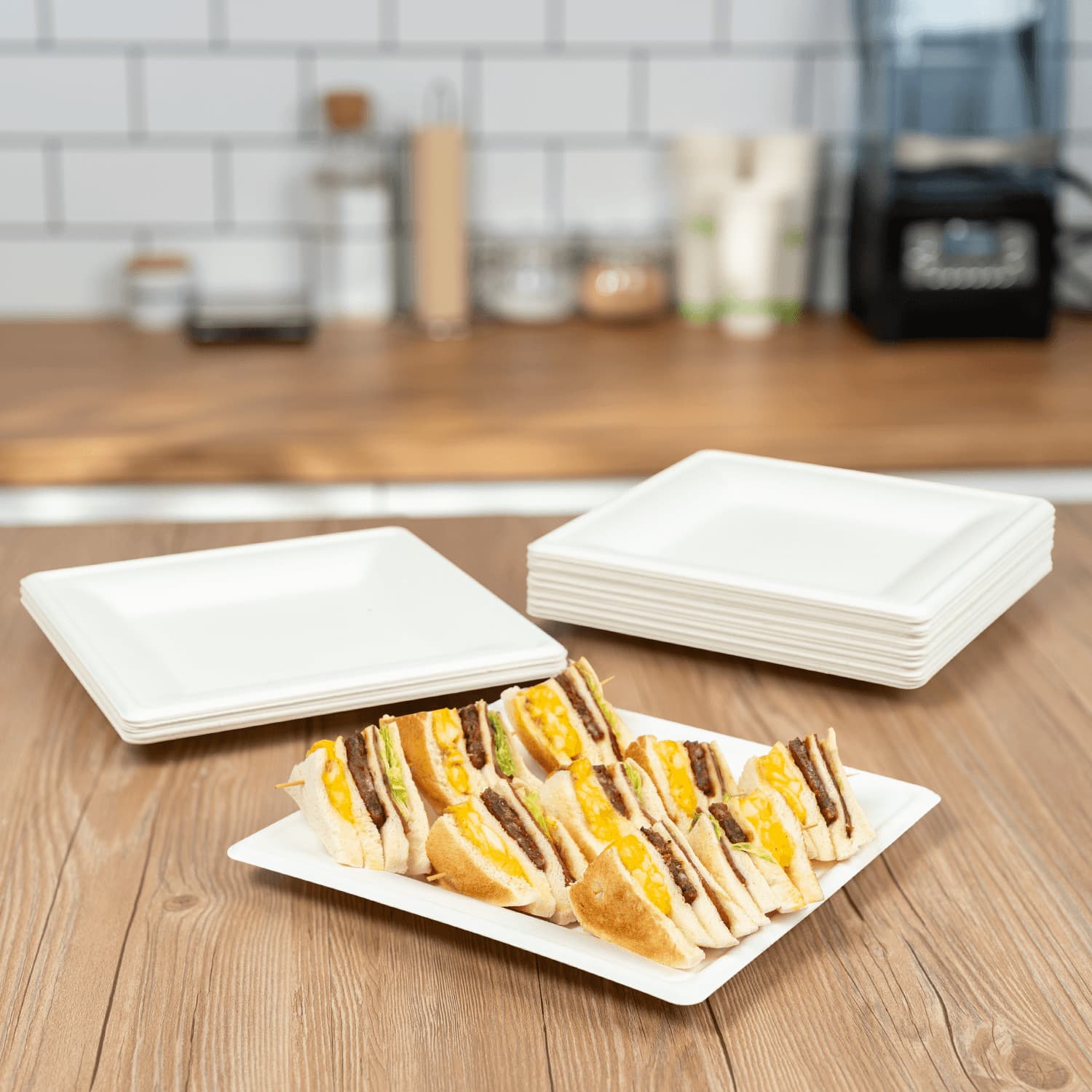 Karat Earth 10”x 10” Paper Square Plate, PFAS Free, Molded Fiber, White - 500 pc 5