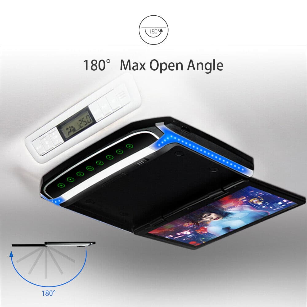 10.2" Overhead Car Roof Mounted Flip Down HDMI TFT Screen Monitor 1080P Video IR 6