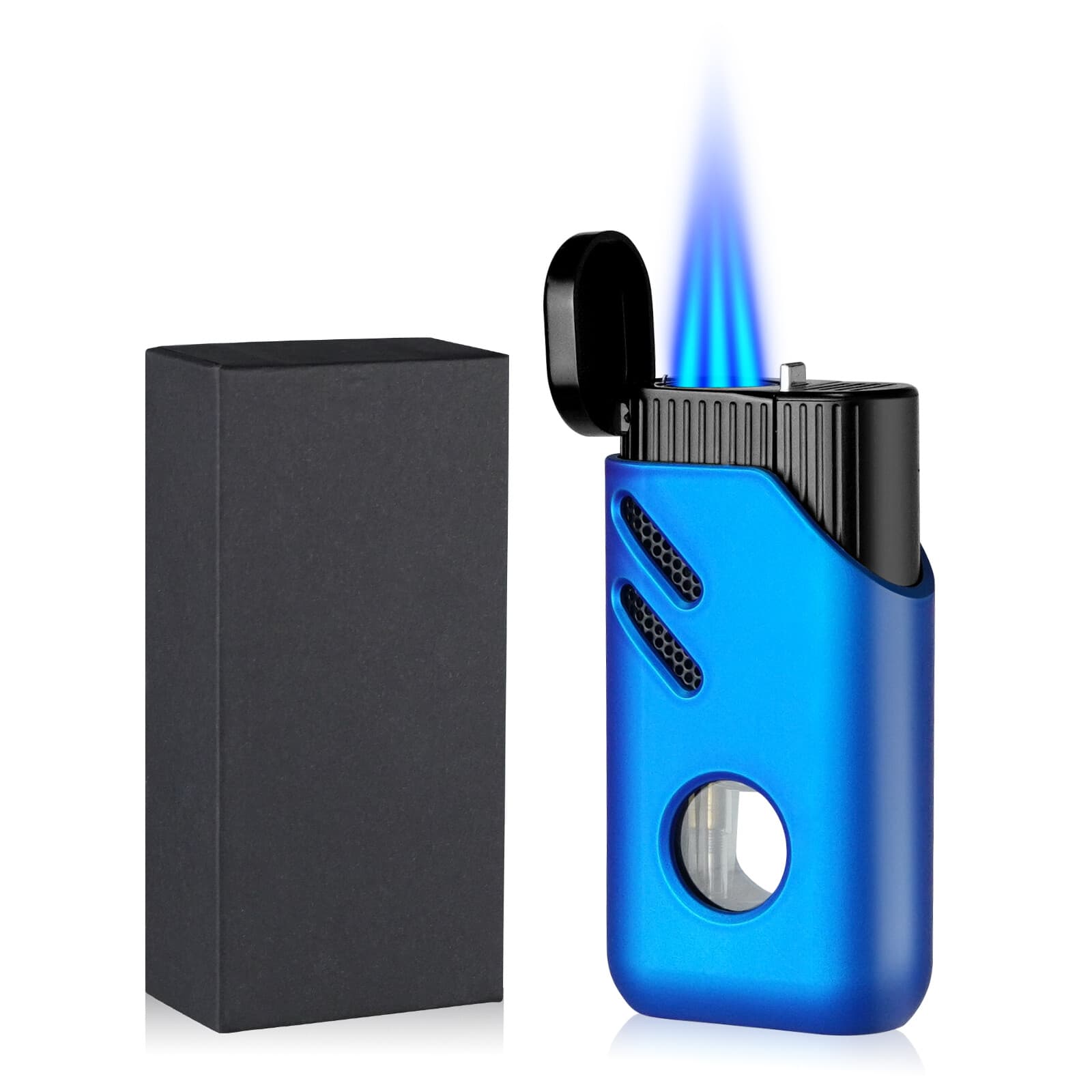 2 Pack Torch Lighter Triple Jet Flame Butane Refillable Torch Lighters with Box 4