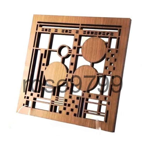 Frank Lloyd Wright Laser Cut Wood Coonley Trivet and Wall Plaque TR08 NIB 2