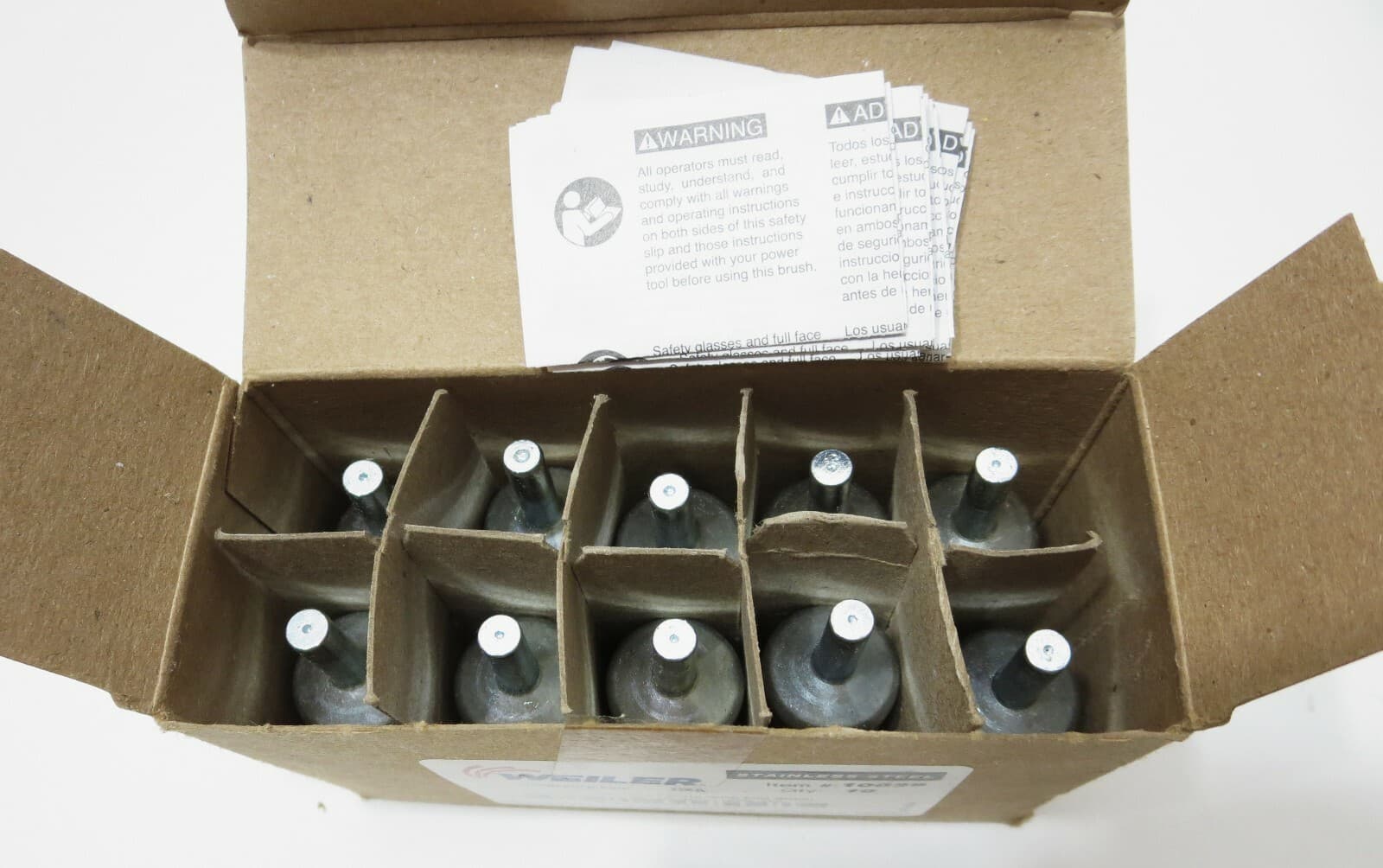 WEILER 10029 3/4" .014 SS Knot Wire End Brush 10-PACK 3/4 Diam. 22KRPM USA 5