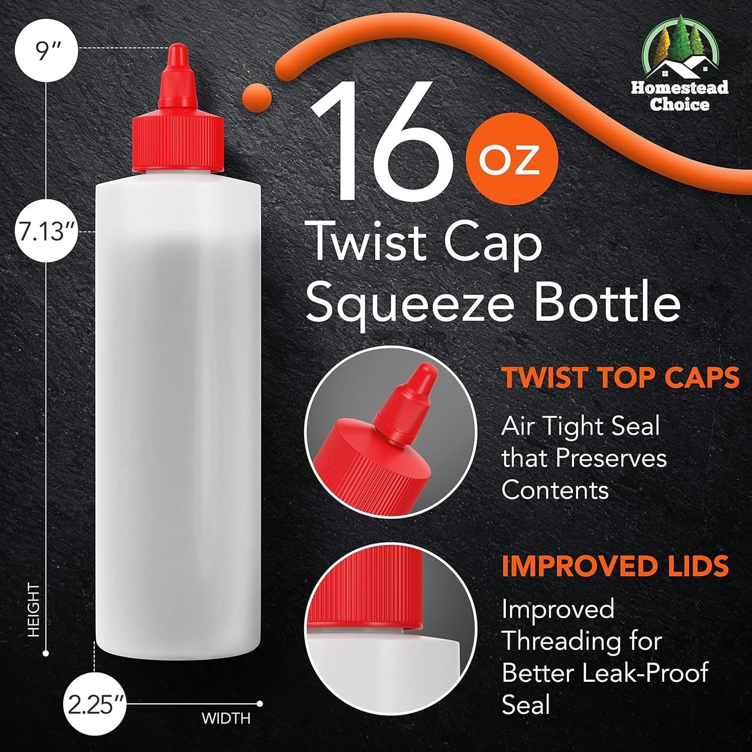 6-pack 16oz BPA-free squeeze bottles for sauces, liquids, dressings & crafts 2