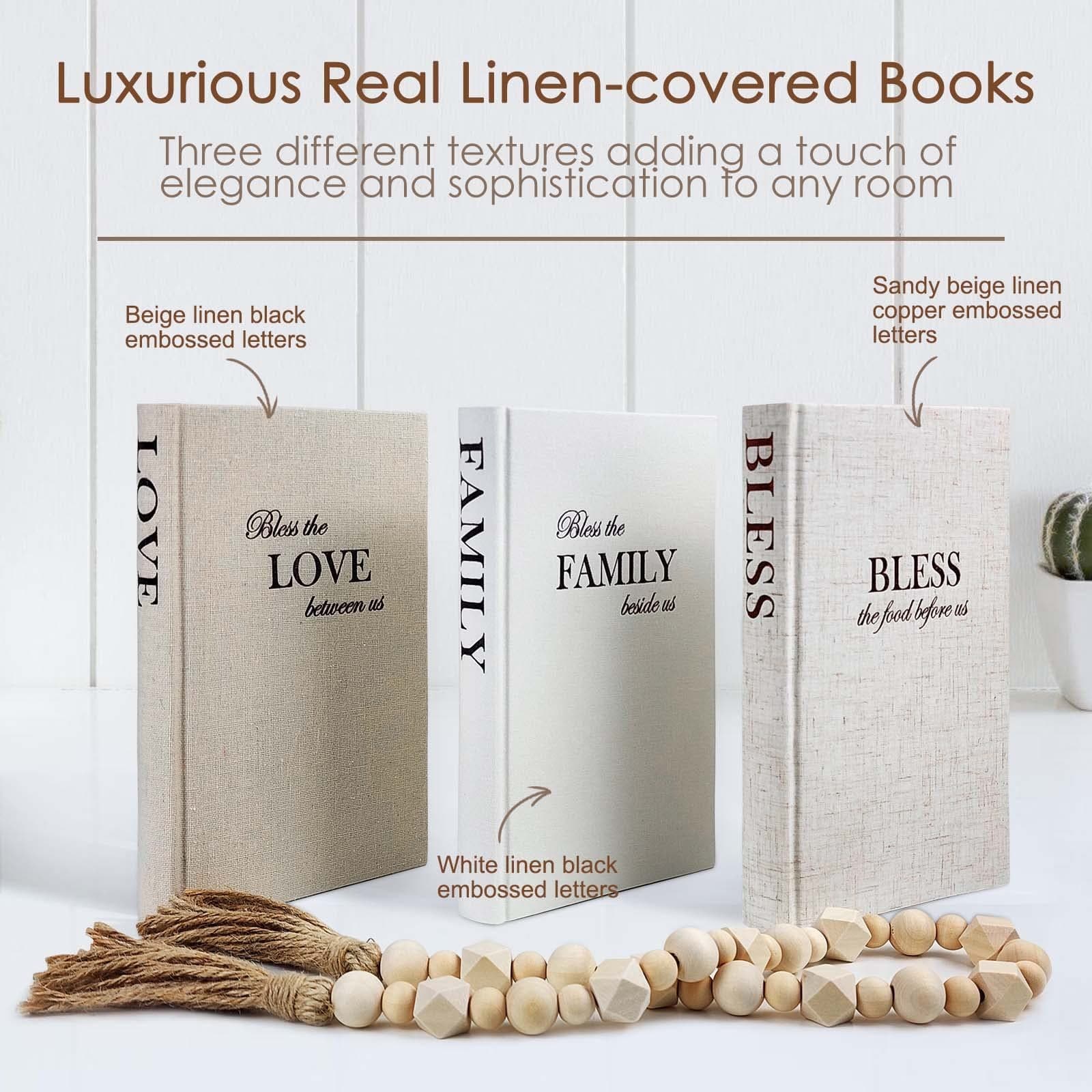 Linen Covered Decor Books 3 Pieces, Decorative Books for Home Decor, Coffee T... 2