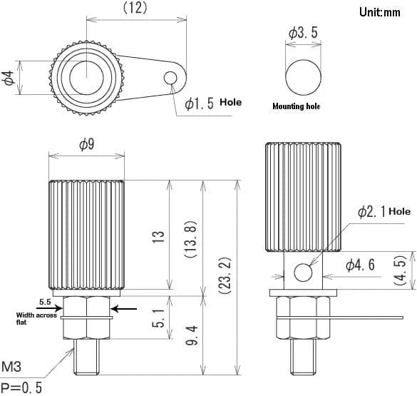 T-10, Sato Parts 9.0mm Diameter Chrome Banana Binding Post for 26-16AWG Wire 5