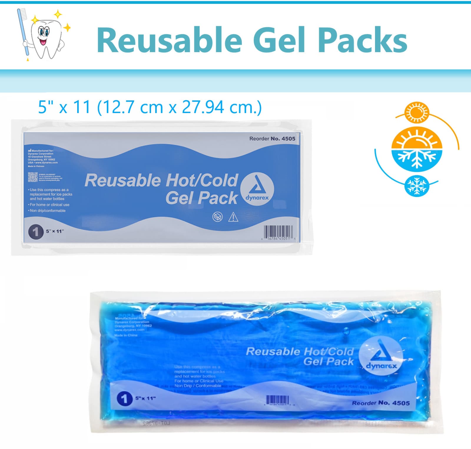 Reusable Hot Cold Compress Gel Ice Pack for Sports Injuries Pain Relief Dynarex