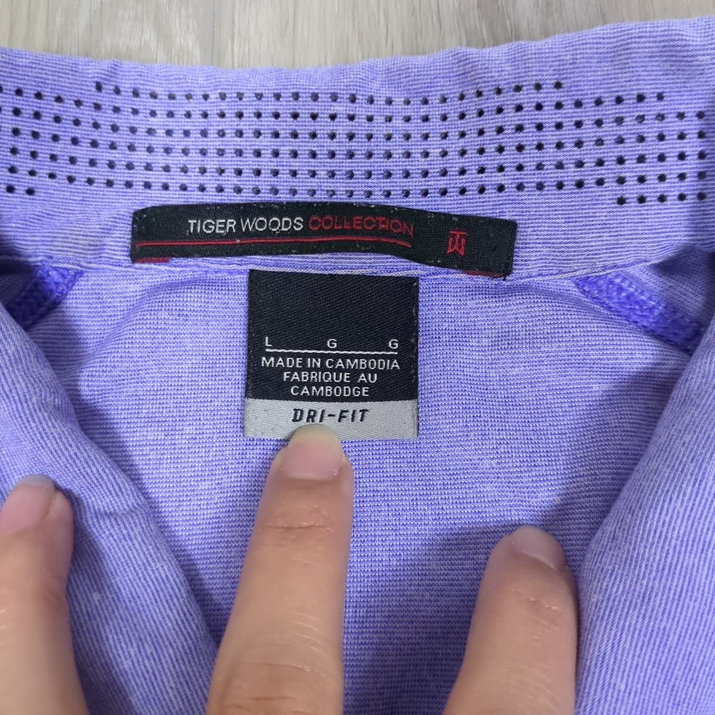 Nike Tiger Woods Polo Shirt Mens Large Blue Vented Golf Dri Fit Relaxed Fit 5