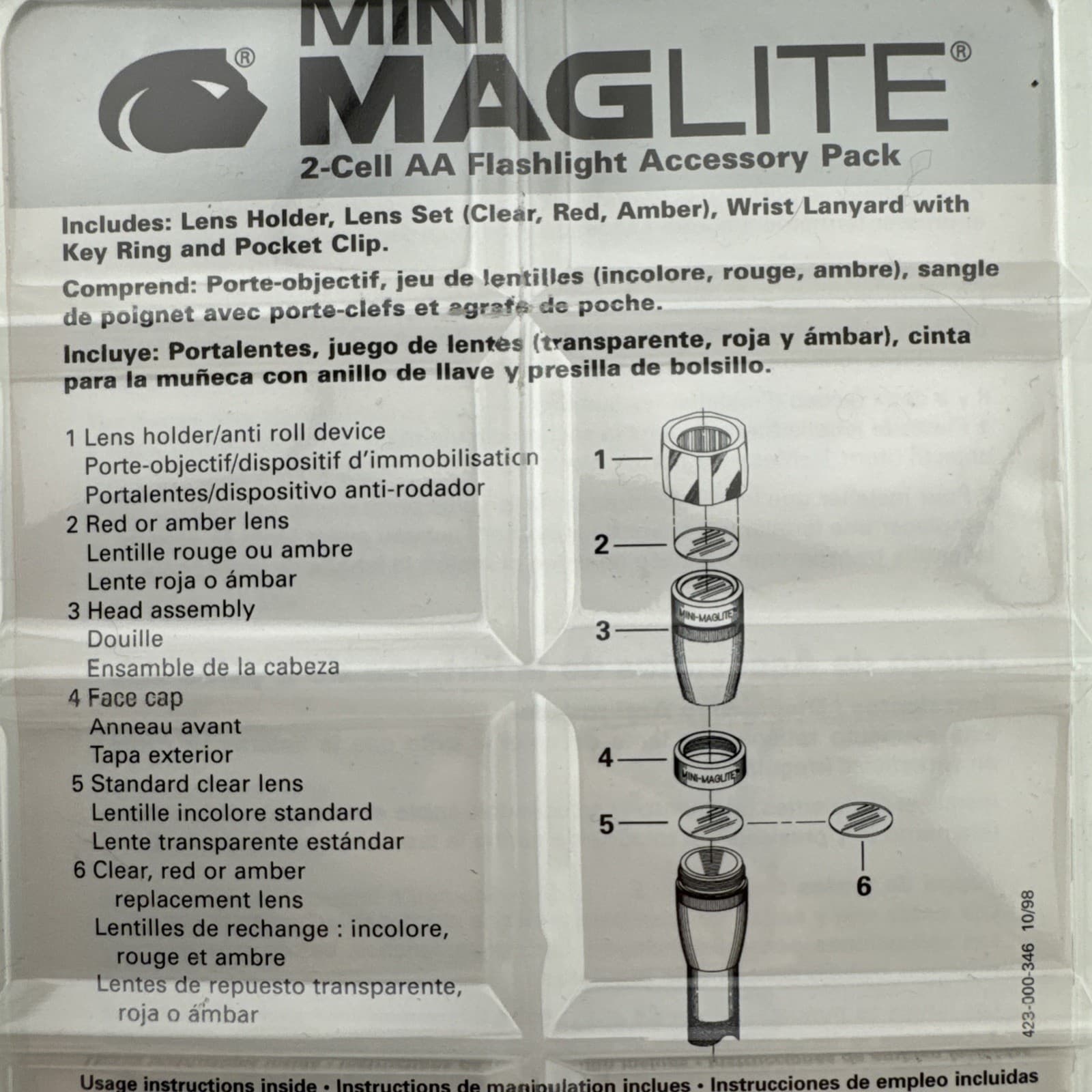 Maglite Mini 2 Cell AA Flashlight Accessory Pack w/Three Lens LR06 NEW -- SEALED 3