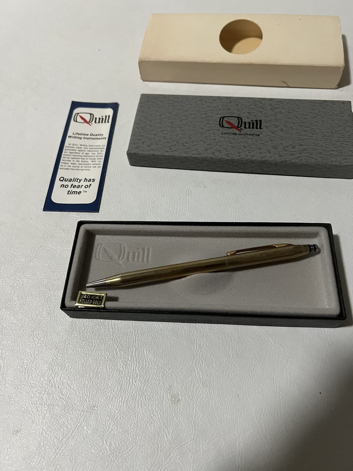 Vintage QUILL ROLLED GOLD PEN 1/40  10K BALLPOINT PEN MADE IN USA  RARE 2