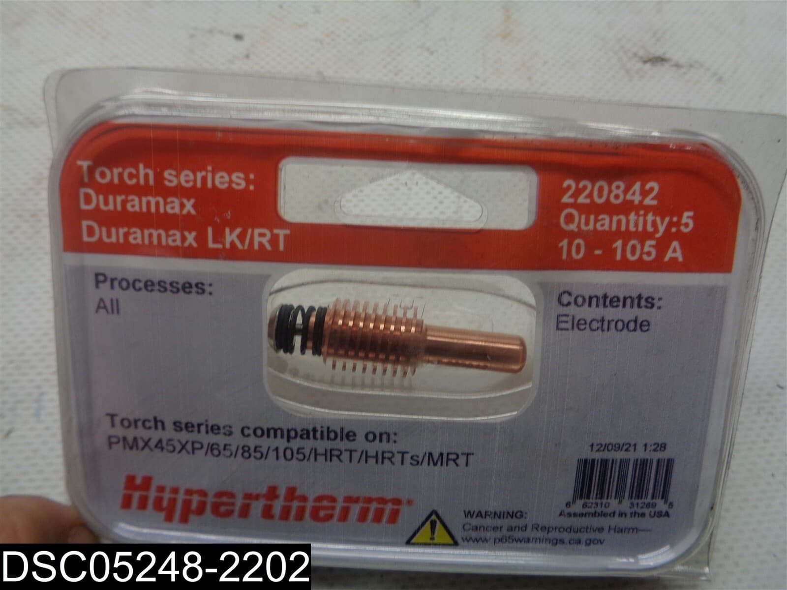 QTY=1 Pack of 5: 220842 Hypertherm 10-105A Electrode Torch Tip 3