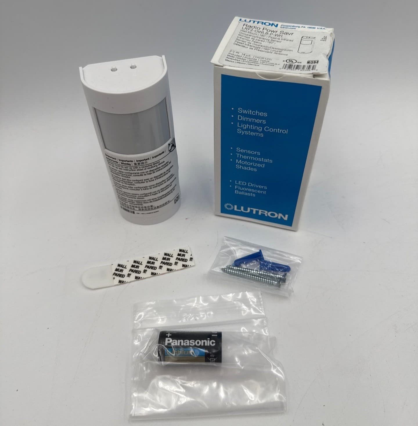 Lutron LRF2-OWLB-P-WH Radio Powr Savr 180 Wall Mount Occ Sensor Passive Infrared