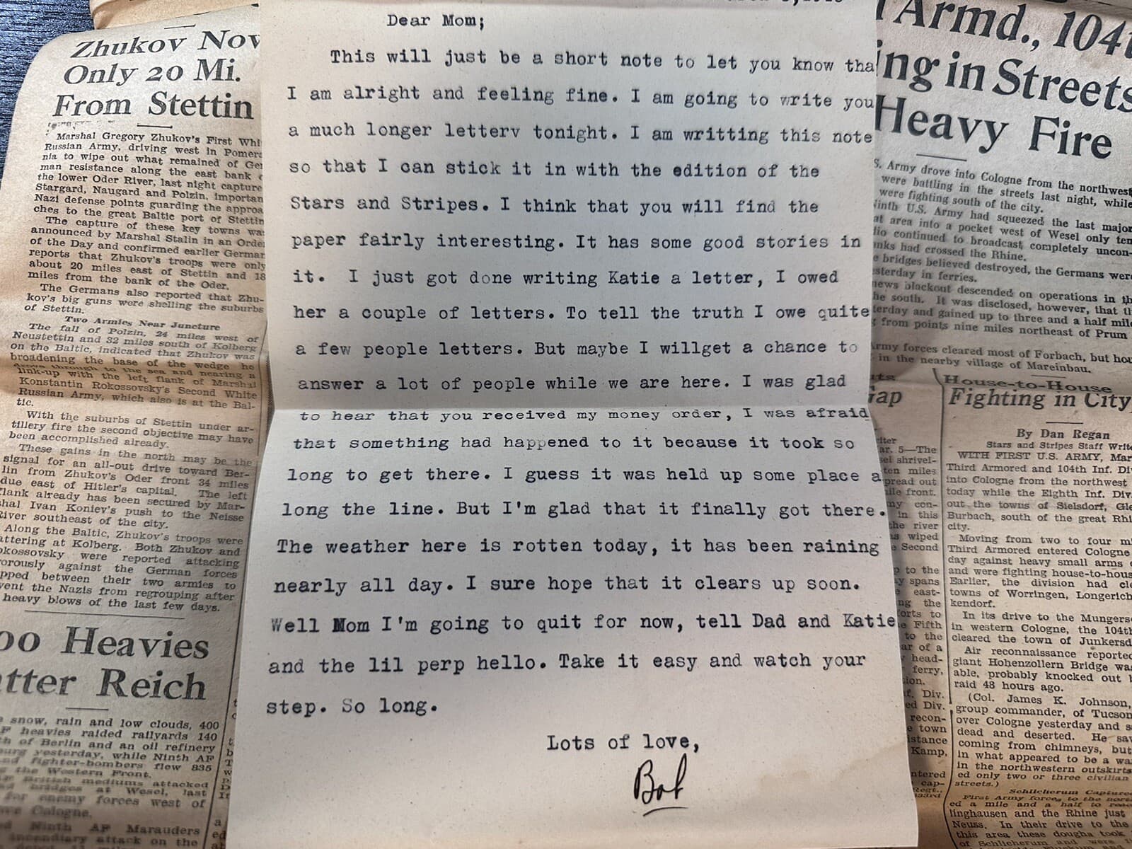 1945 WWII US Army 104th Timberwolf Infantry Division Letter Newspaper Germany 3