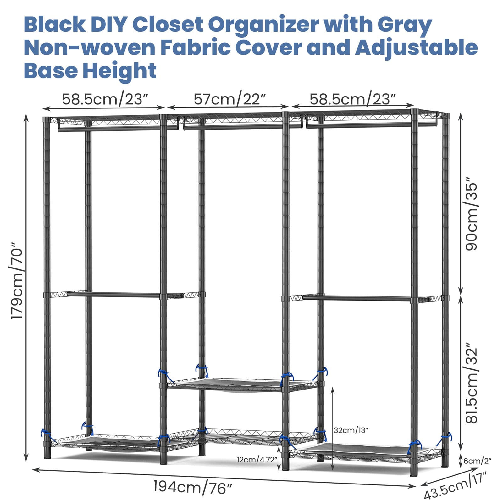 Large Heavy Duty Garment Rack Clothes Rack Freestanding Closet Clothing Shelves 4