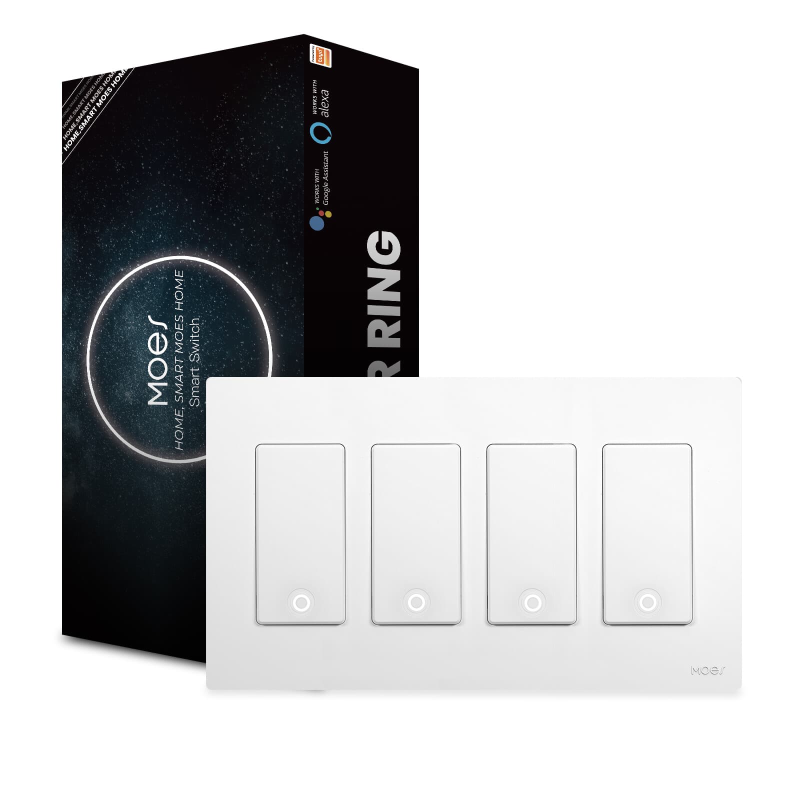 MOES 1/2/3/4Gang WiFi Smart Wall Light Switch 3 Way with Alexa Google APP Remote