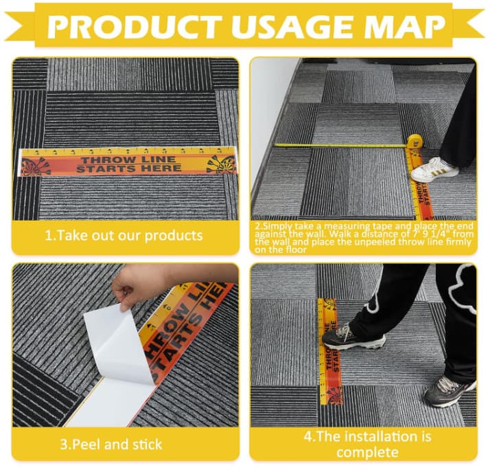 Dart Board Throw Line Floor Sticker PVC Toe Line Marker for Dart Players Game Ac 5