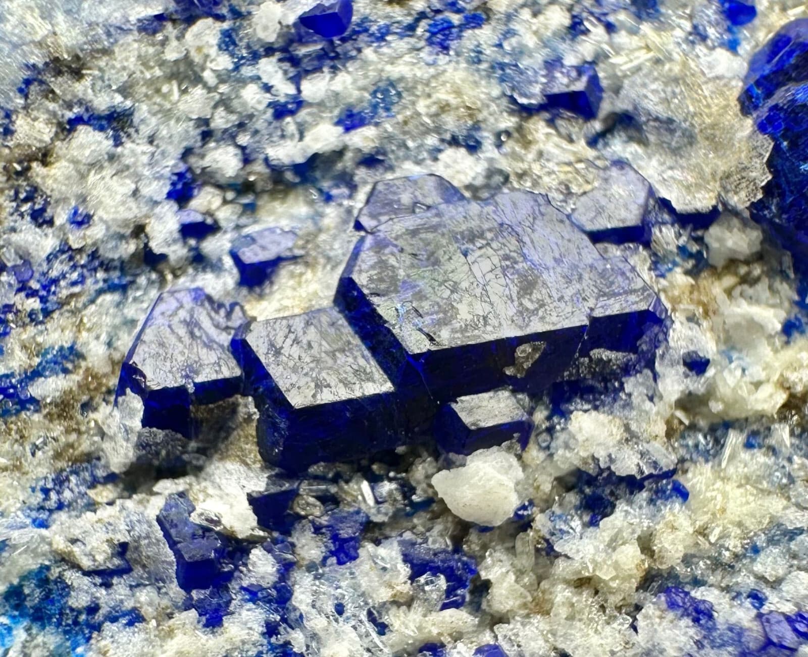 240 Gr. Full Terminated Rare Top Blue Hauyne Crystals Cluster On Matrix @Afg 2