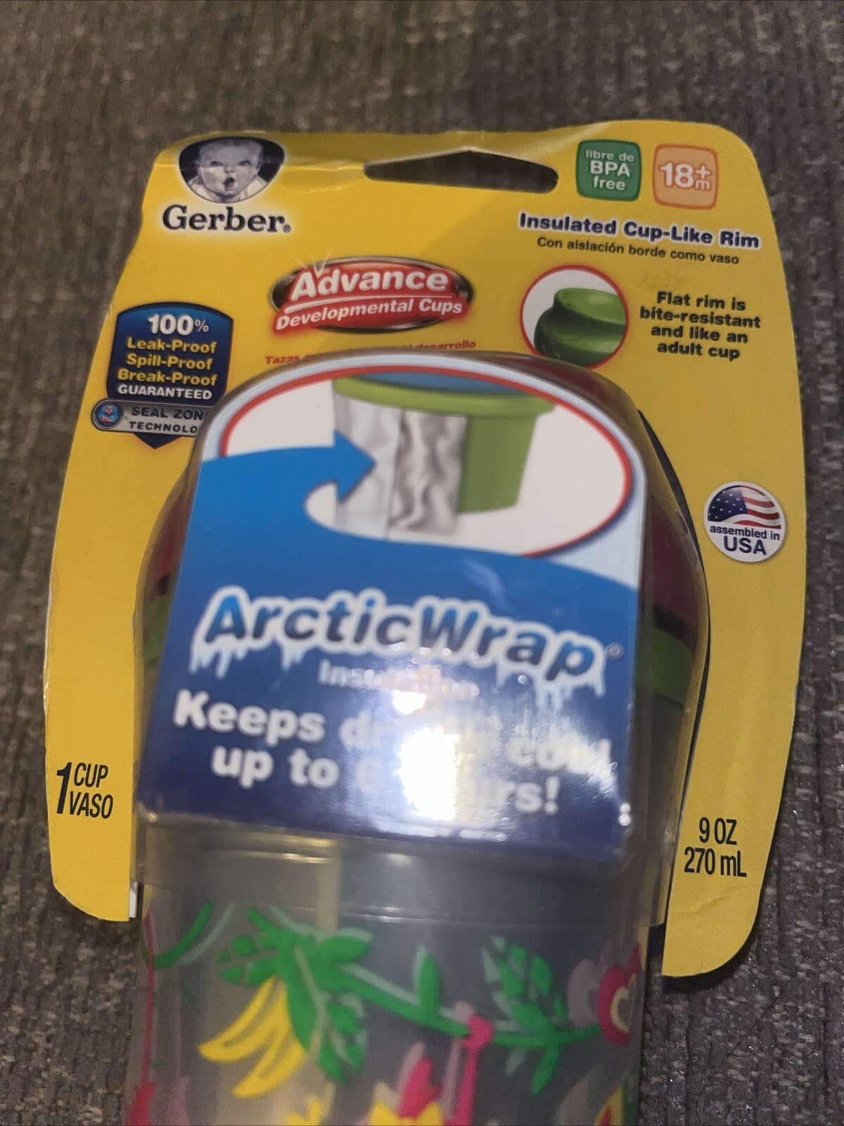 NUK GERBER 9OZ ADVANCED DEVELOPMENTAL CUP ARCTIC WRAP 18+ MO BPA FREE LEAK PROOF 4