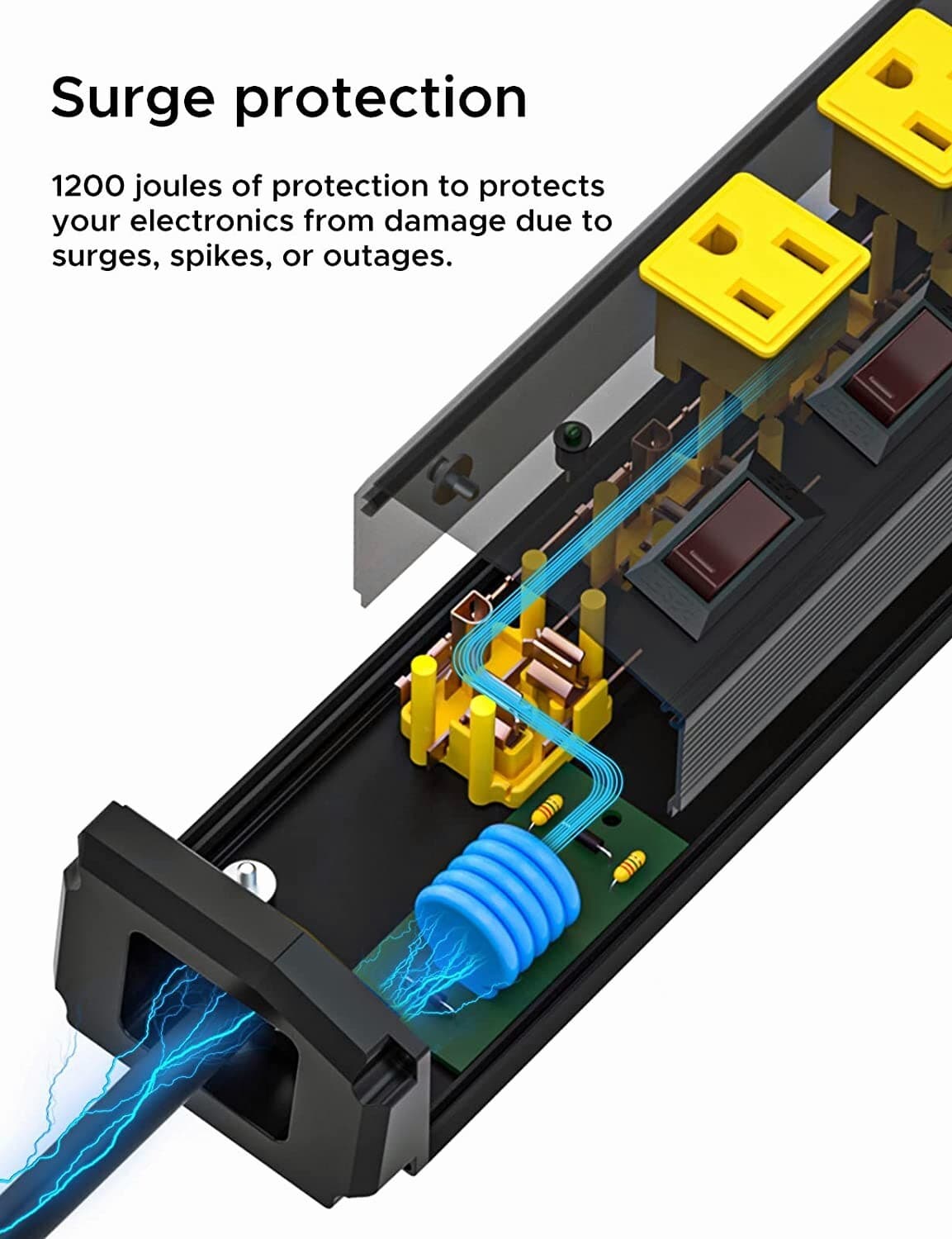 6 Outlet Heavy Duty Power Strips Surge Protector with Individual Switches 4